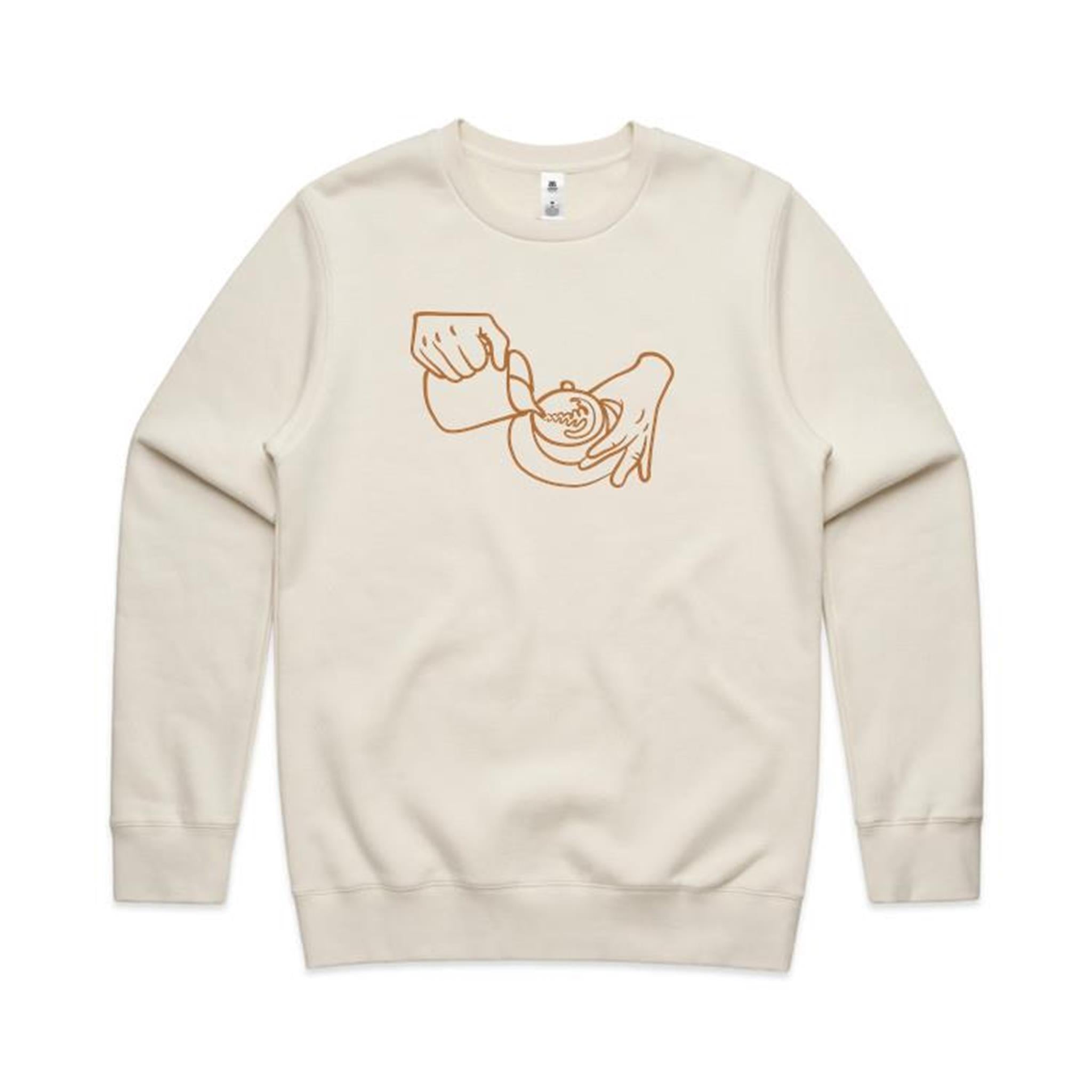 Barista - AS Colour Stencil Crew Sweatshirt Ecru Sweatshirt Coffee Printed In Australia