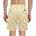 Retro Boho Flower Men's Mid-Length Beach Shorts Men's Mid-Length Beach Shorts Plants Printed Offshore