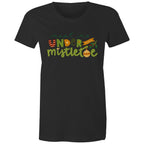 Meet Me Under The Mistletoe, Christmas - Womens T-shirt Black Womens Christmas T-shirt Christmas Printed In Australia