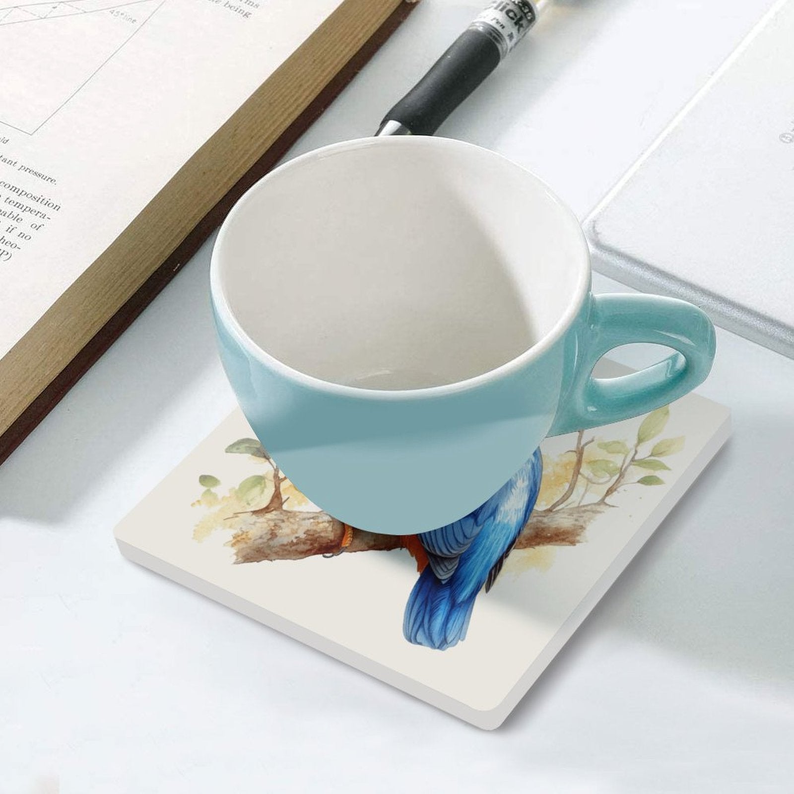 Kingfisher - Ceramic Coasters (Square) Ceramic Coasters animal Printed Offshore