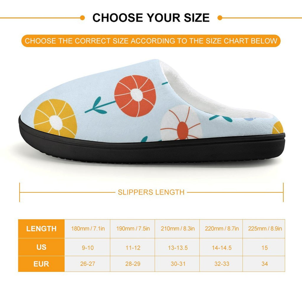 Abstract Cute Flowers Kids Cotton Slippers Kids Cotton Slippers Plants Printed Offshore