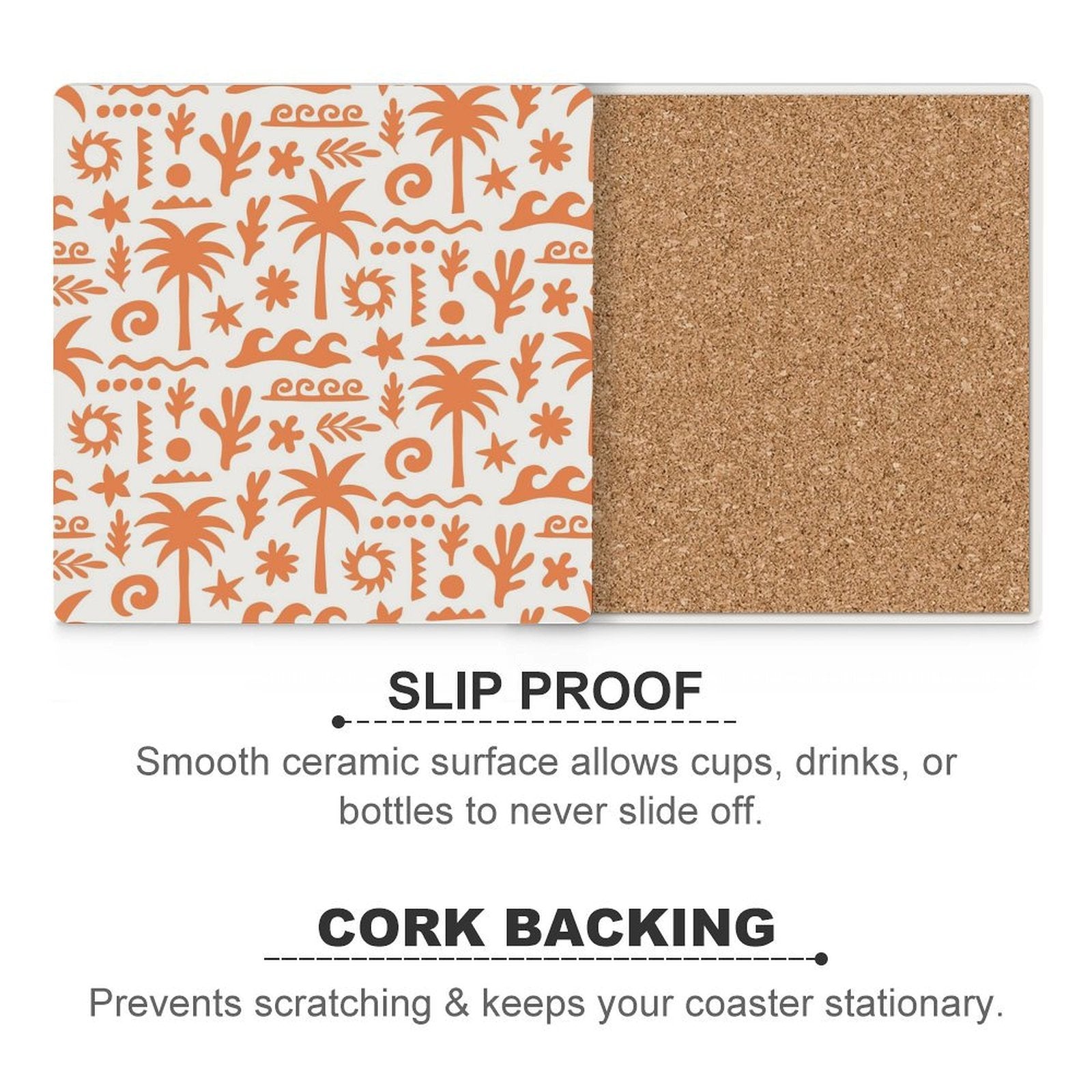Orange Surf Ceramic Coasters (Square) Ceramic Coasters Printed Offshore Surf