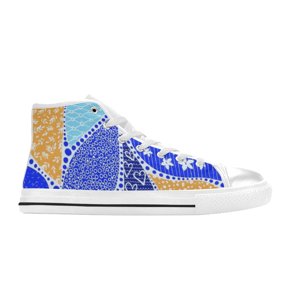 Blue Swirl - Women's High Top Canvas Shoes Womens Classic High Top Shoes Printed Offshore