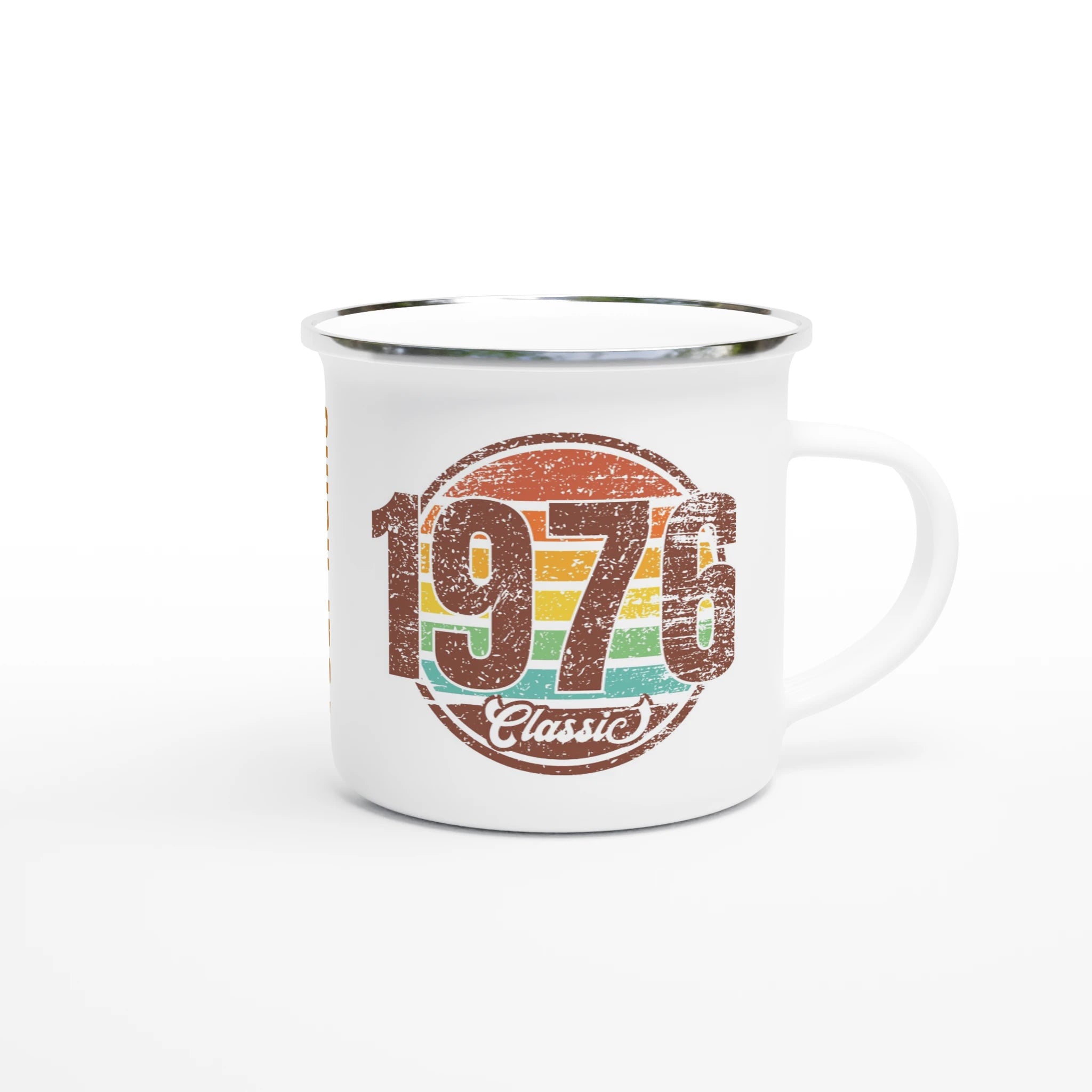 Personalised - 1976 Classic - White 12oz Enamel Mug Personalised Enamel Mug Globally Fulfilled