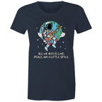 Astronaut, All We Need Is Love, Peace And A Little Space - Womens T-shirt Navy Womens T-shirt Music Printed In Australia Space