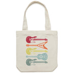 Retro Guitars - Canvas Tote Bag Cream One Size Tote Bag Music Printed In Australia