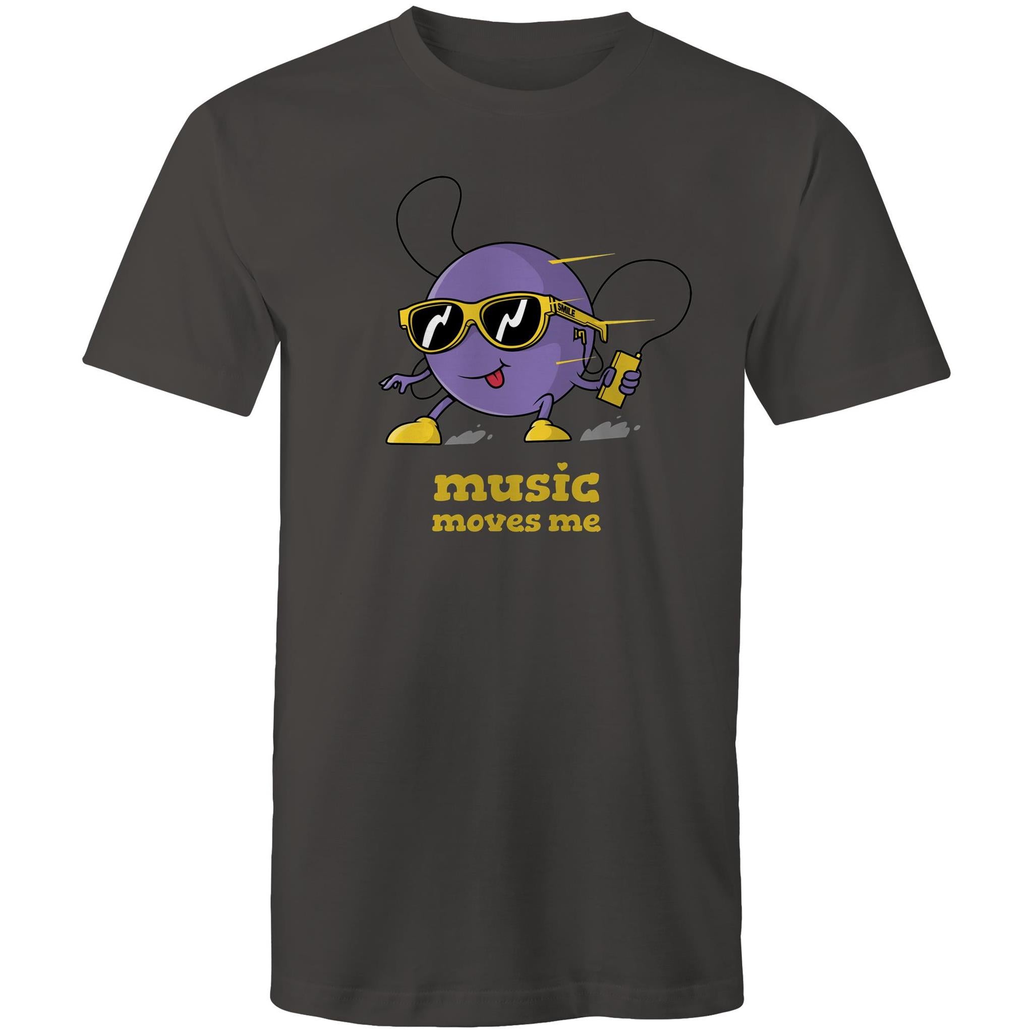Music Moves Me - Mens T-Shirt Charcoal Mens T-shirt Music Printed In Australia