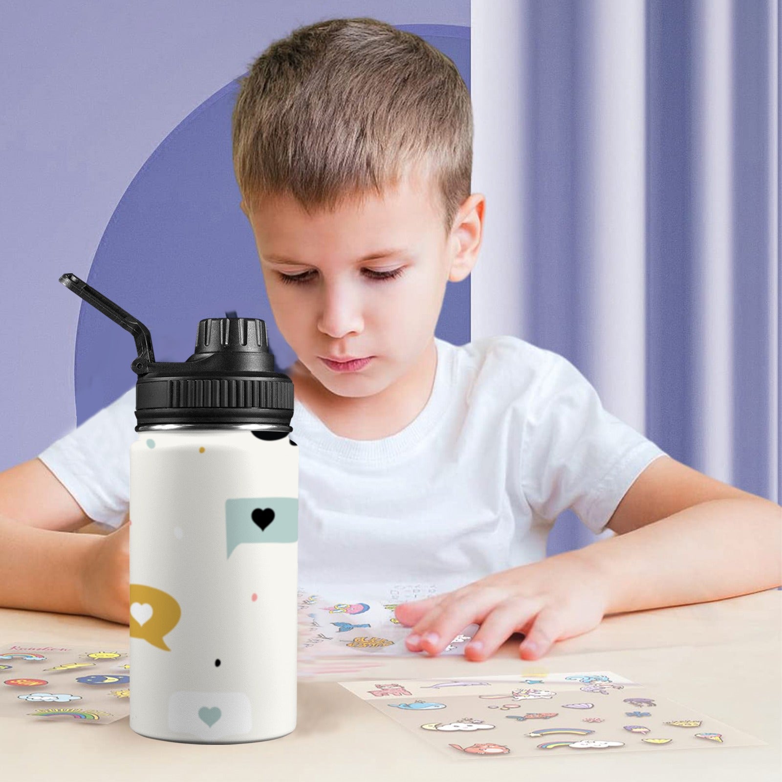 Love Message - Kids Water Bottle with Chug Lid (12 oz) Kids Water Bottle with Chug Lid Love Printed Offshore