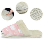 Pink Cats Women's Fur Trim Thick-Sole Indoor Slippers Women's Fur Trimmed Slippers animal Printed Offshore