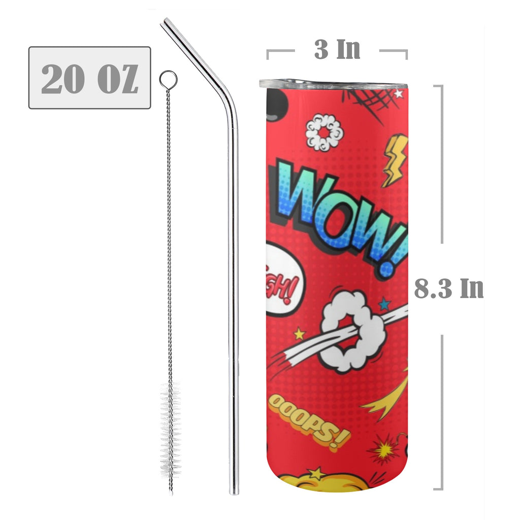 Comic Book Red - 20oz Tall Skinny Tumbler with Lid and Straw