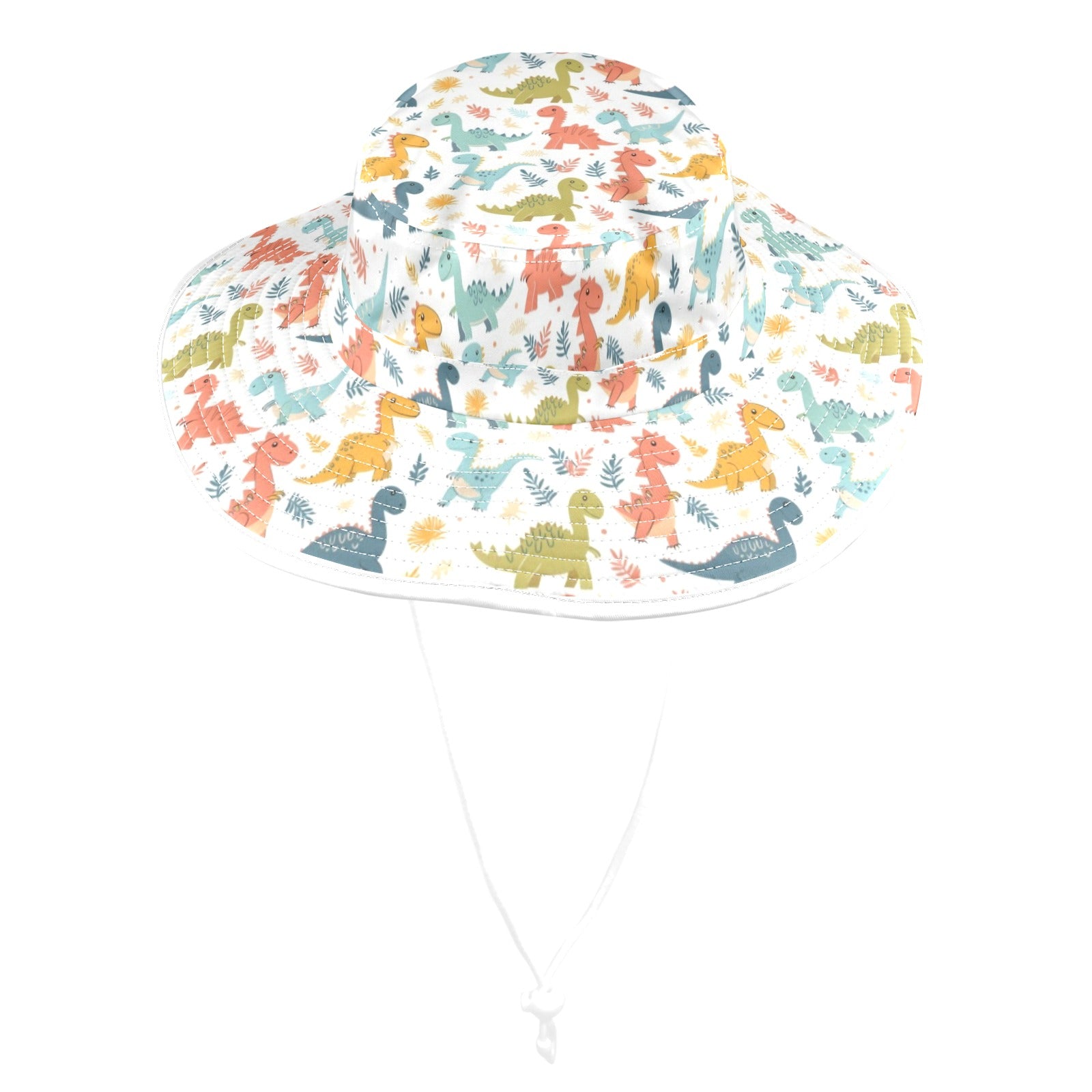 Cute Colourful Dinosaurs - Wide Brim Bucket Hat Wide Brim Bucket Hat animal Printed Offshore