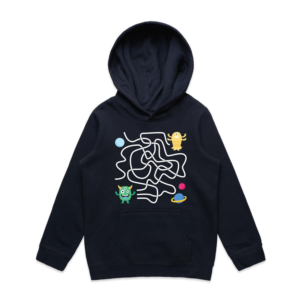 Monster, Find The Right Path - Kids Hoodie Navy Kids Hoodie Printed In Australia