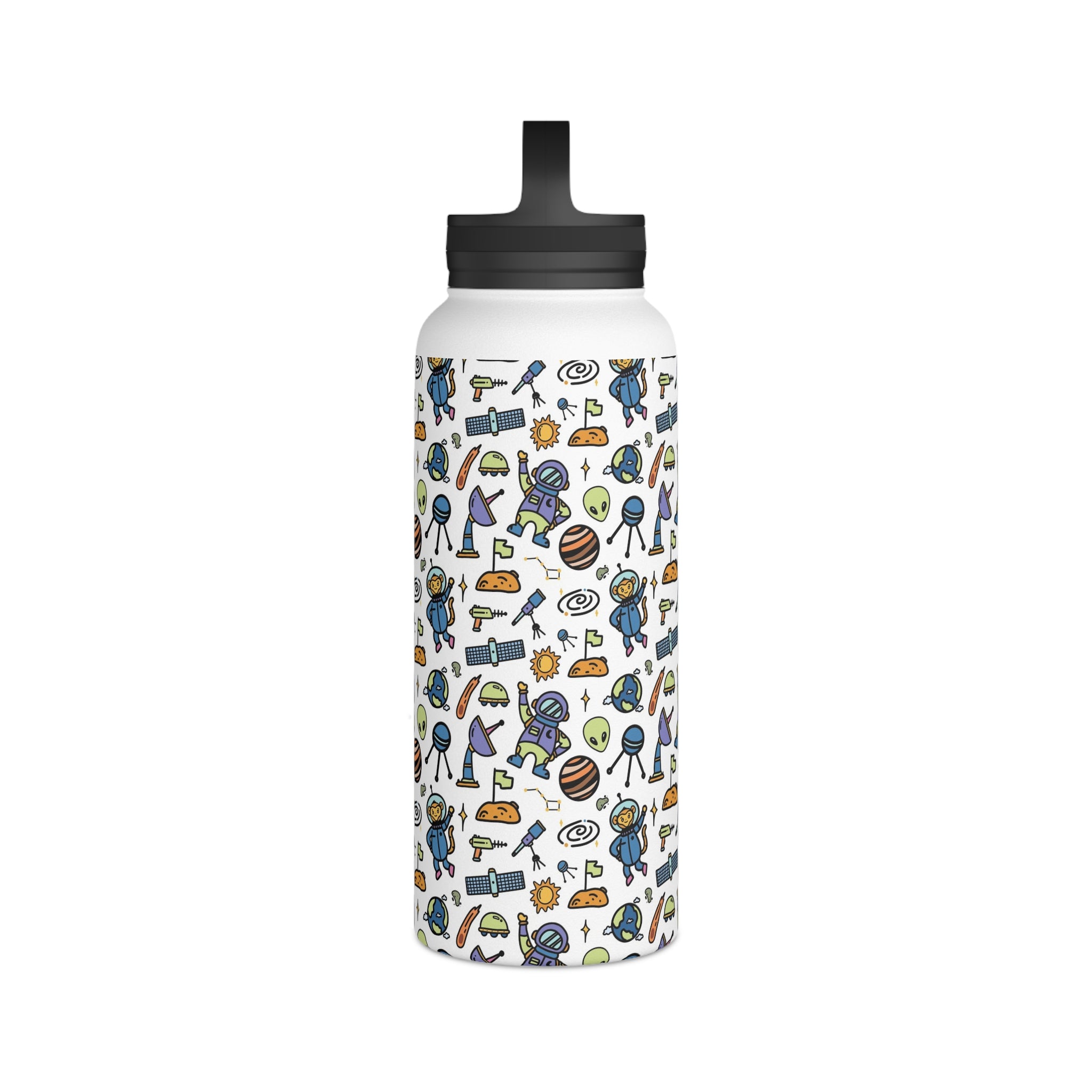 All About Space - Stainless Steel Water Bottle, Handle Lid Stainless Steel Water Bottle With Handle Lid Globally Fulfilled Space