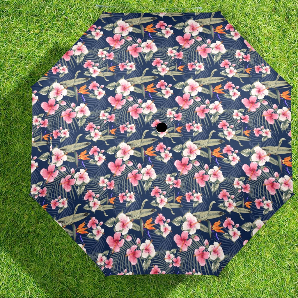 Dark Hawaiian Floral Umbrella Umbrella Plants Printed Offshore