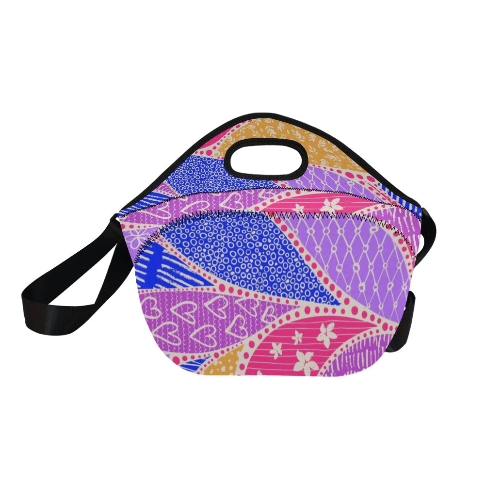 Pink Swirl Neoprene Lunch Bag/Large (Model 1669) Neoprene Lunch Bag Printed Offshore