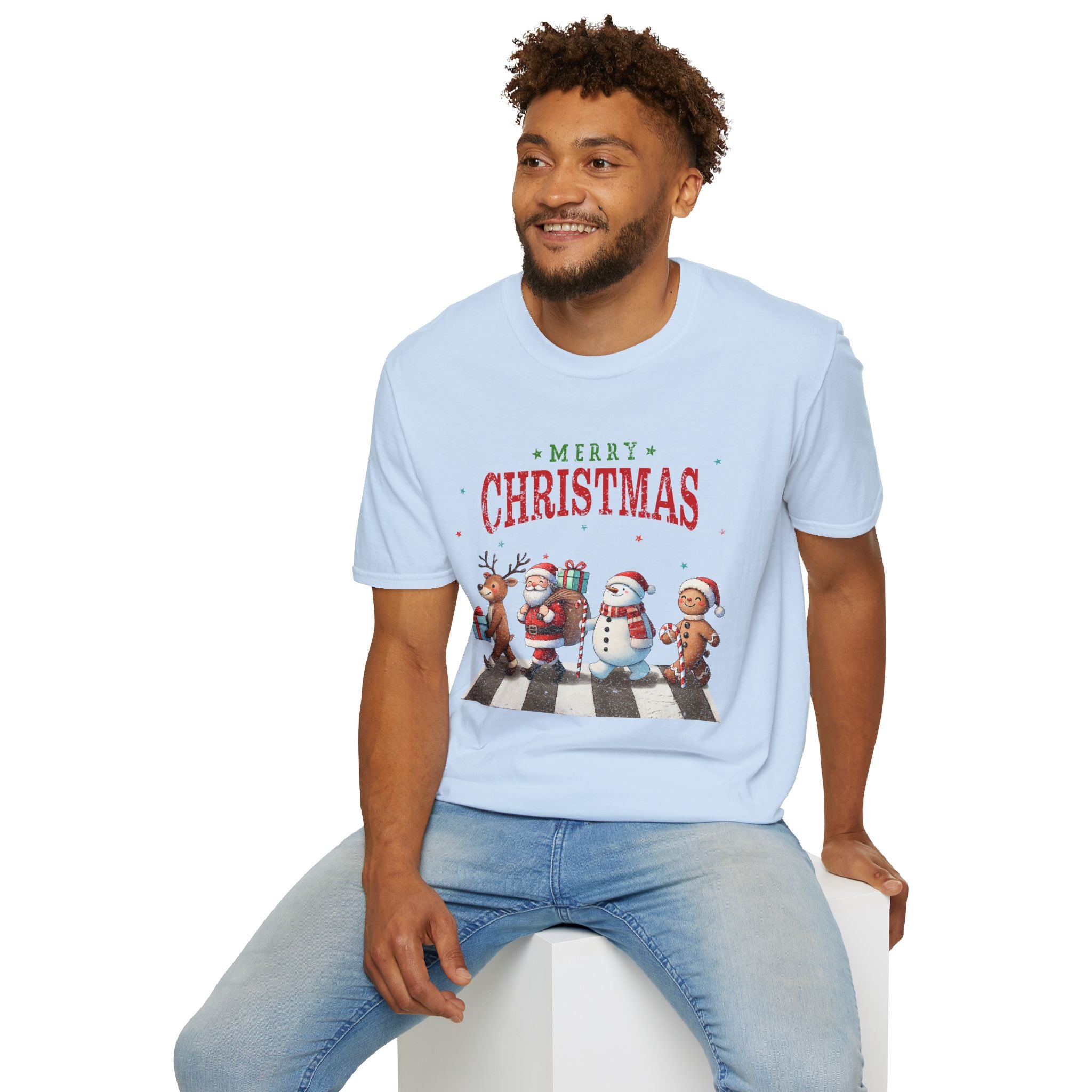 Fab Four Of Christmas Crossing The Road - Unisex Softstyle T-Shirt