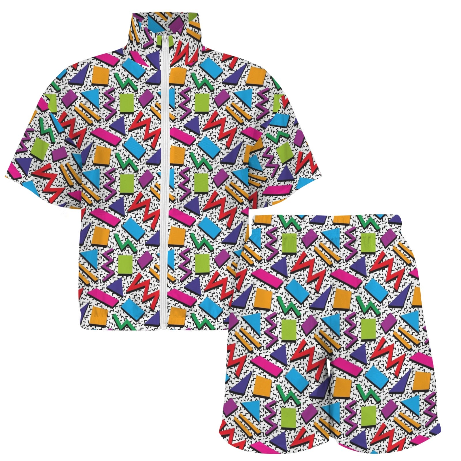 Graphic 80's Women's Windbreaker Short Set Women's Windbreaker Short Set Printed Offshore Retro