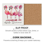 Flamingo Summer - Ceramic Coasters (Square) Ceramic Coasters animal Printed Offshore