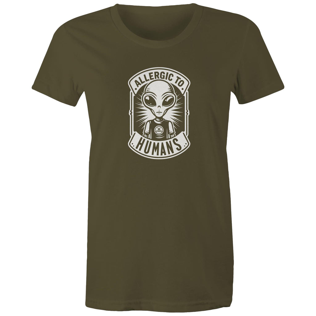 Alien, Allergic To Humans - Womens T-shirt Army Womens T-shirt Printed In Australia Sci Fi