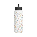 Paw Print Stainless Steel Water Bottle, Handle Lid Stainless Steel Water Bottle With Handle Lid animal Globally Fulfilled
