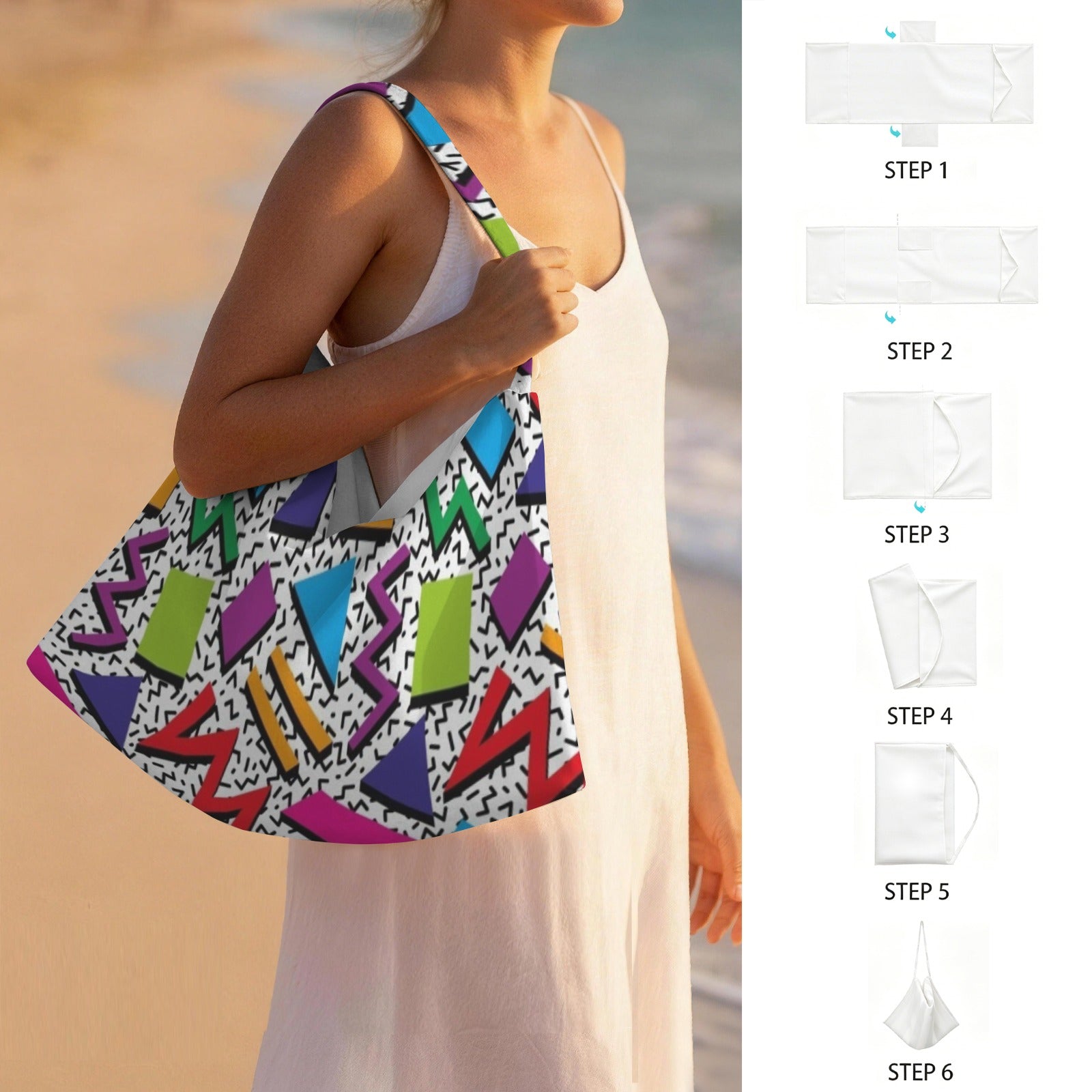 Graphic 80's Beach Chair Towel Cover with Side Pockets