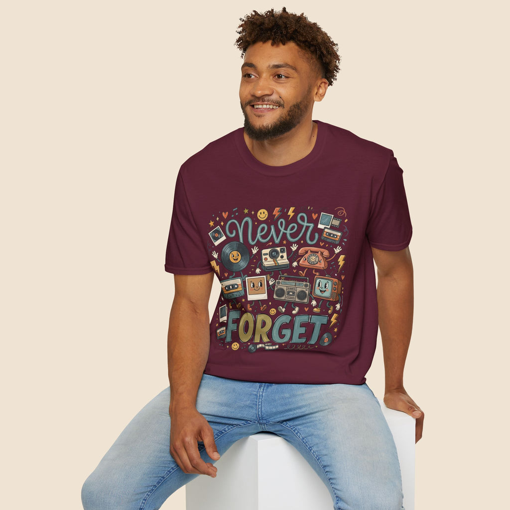 Never Forget Retro Unisex T-Shirt Unisex Adult T-shirt Globally Fulfilled Music Retro