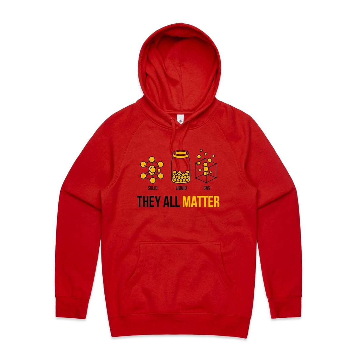 They All Matter Solid Liquid Gas Men's AS Colour Hoodie Red Mens Hoodie Printed In Australia Science