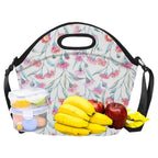Pink Eucalyptus Flowers Neoprene Lunch Bag/Large (Model 1669) Neoprene Lunch Bag Plants Printed Offshore