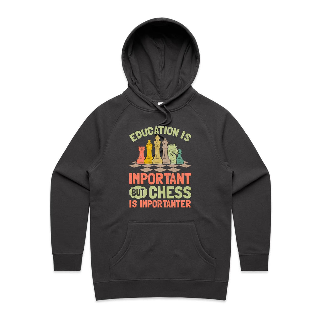 Chess And Education - Womens Hoodie Coal Womens Hoodie Chess Games Printed In Australia