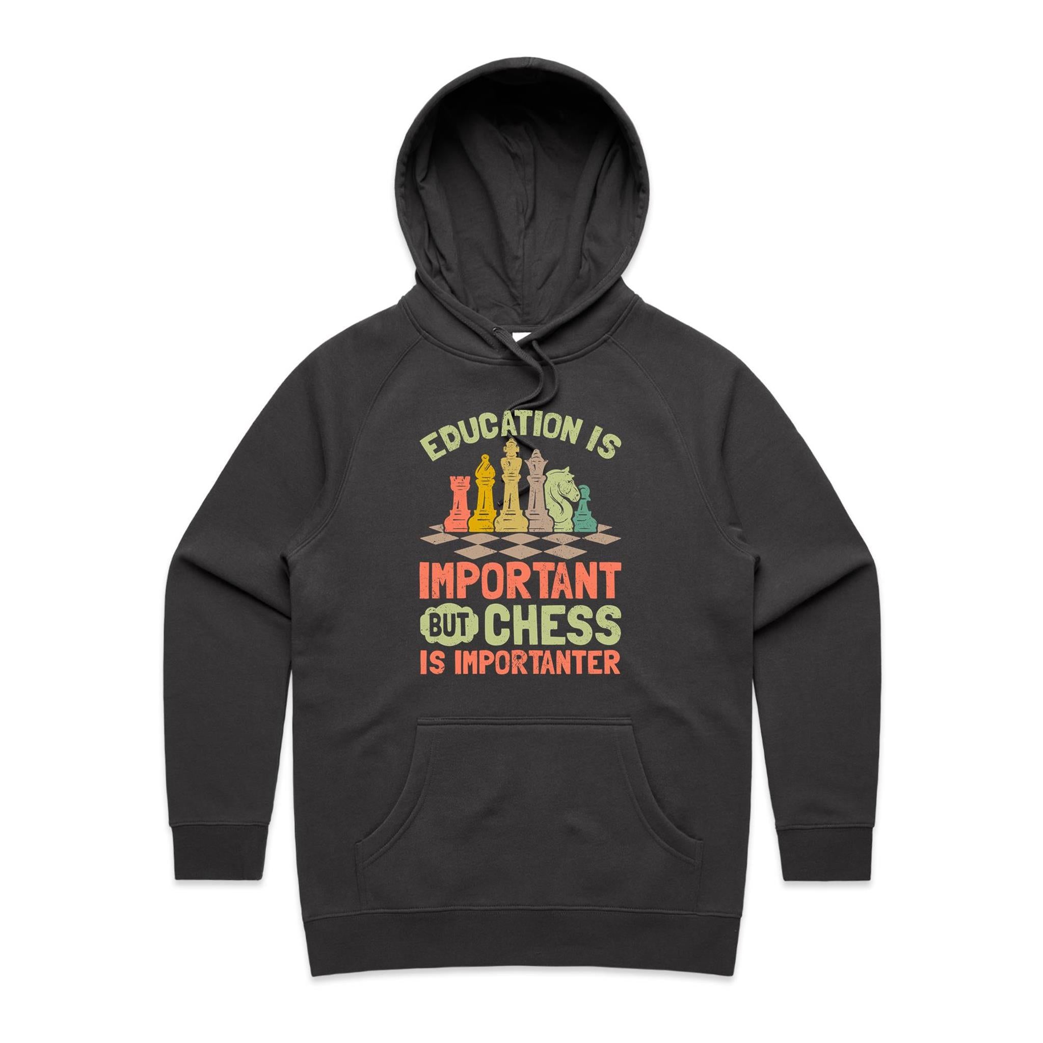 Chess And Education - Womens Hoodie Coal Womens Hoodie Chess Games Printed In Australia
