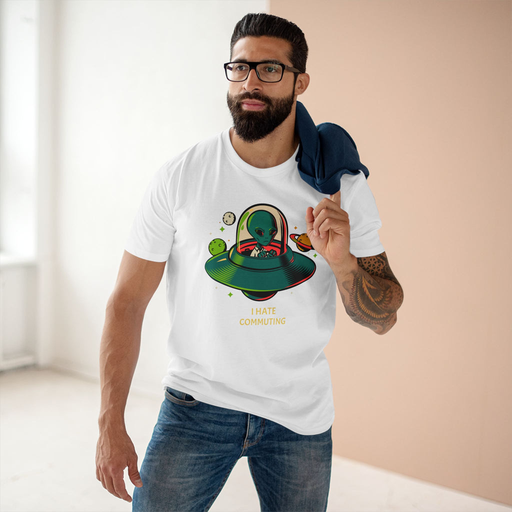 Alien Commute - Men's Staple Tee White Mens Premium T-Shirt Printed in AU and US Sci Fi