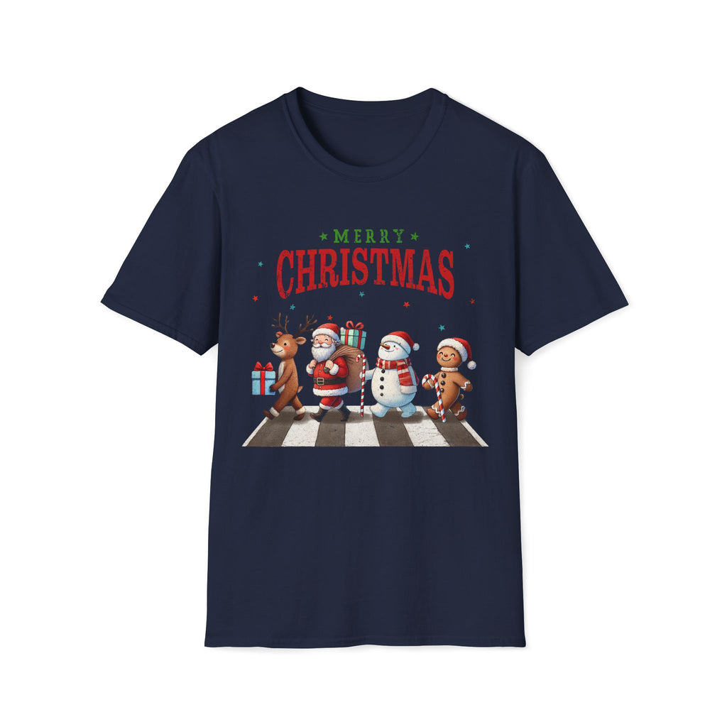 Fab Four Of Christmas Crossing The Road - Unisex Softstyle T-Shirt