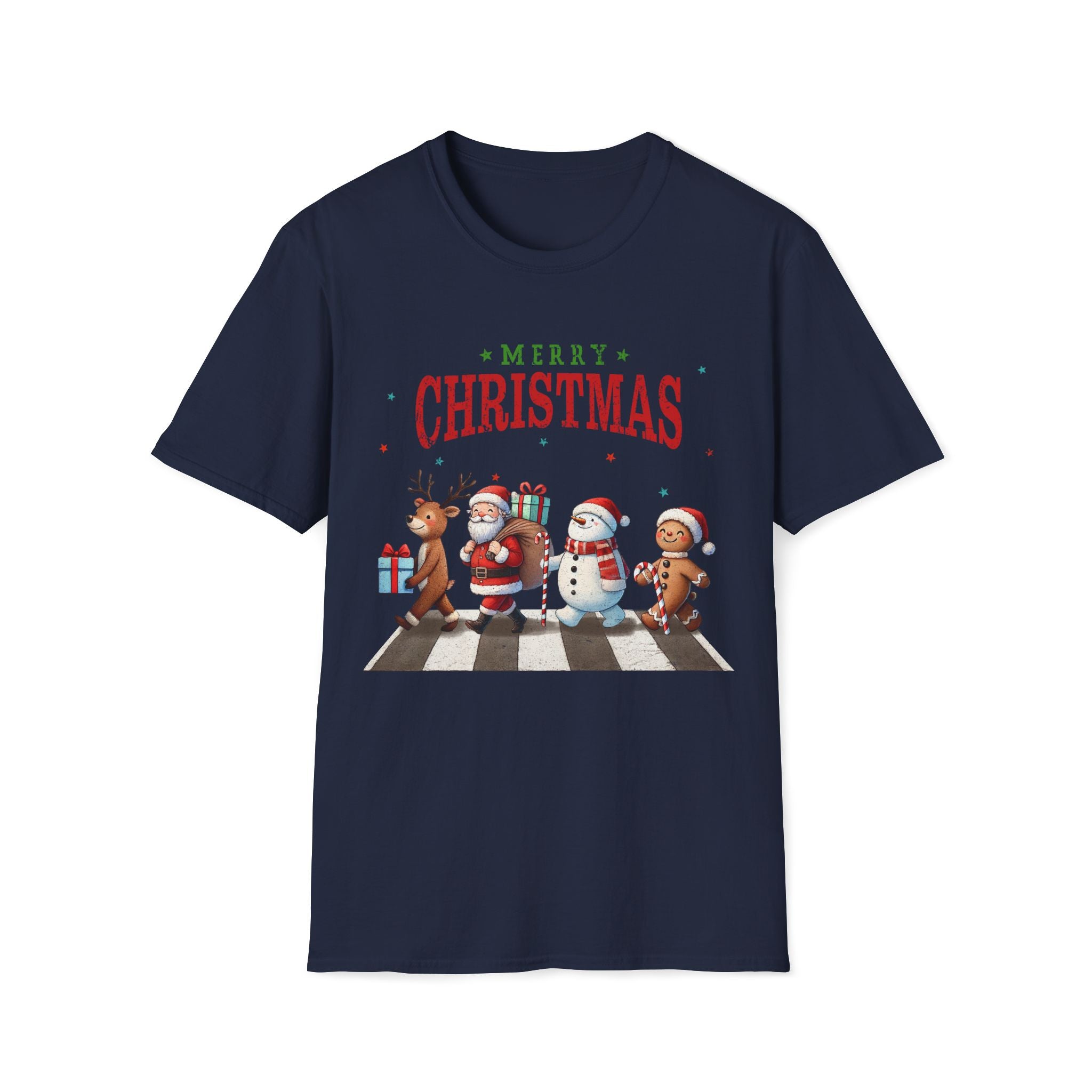 Fab Four Of Christmas Crossing The Road - Unisex Softstyle T-Shirt