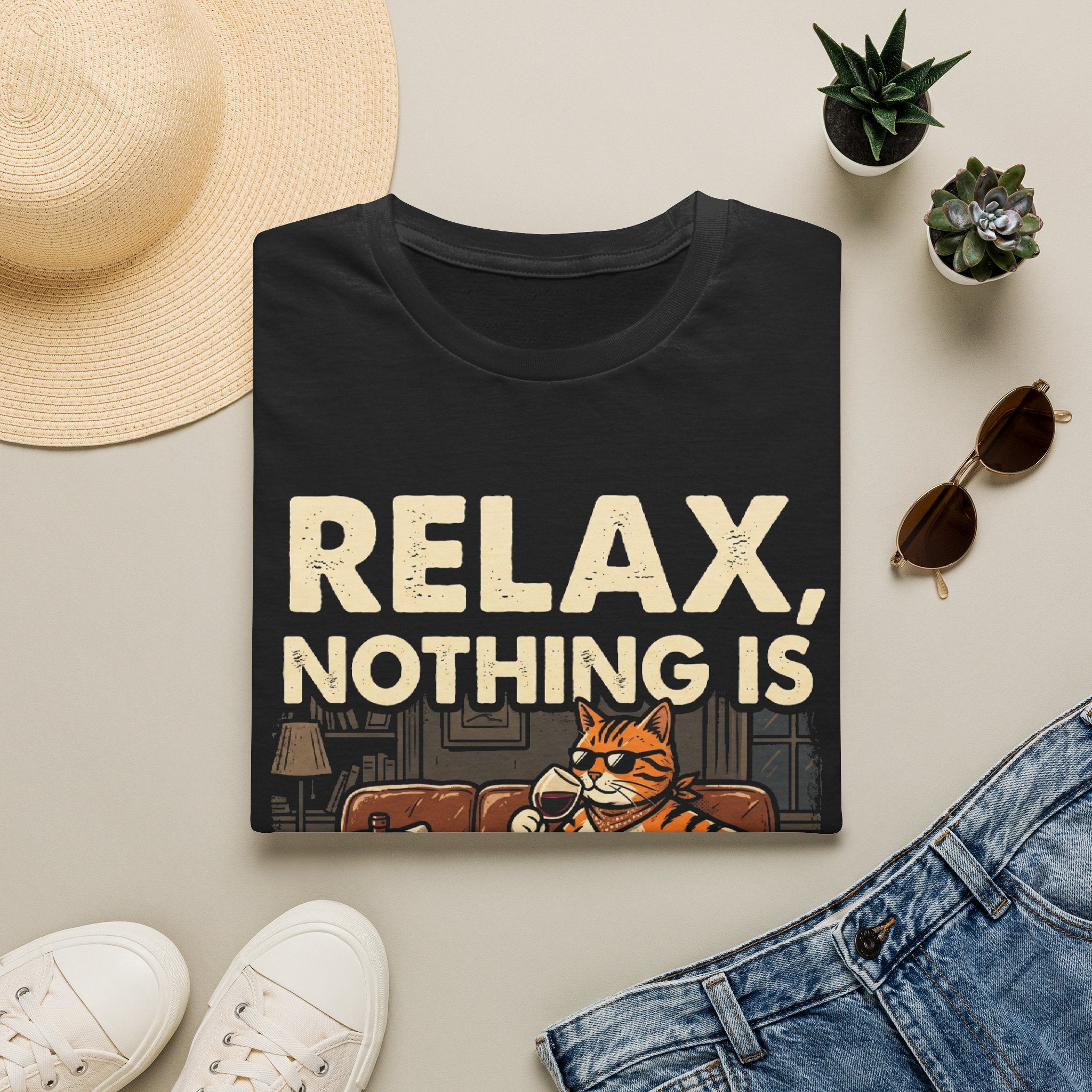 Relax Nothing Is Under Control Cat Unisex T-Shirt Unisex Adult T-shirt animal Globally Fulfilled