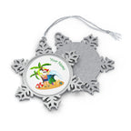 Personalised - Tropical Santa - Christmas Pewter Snowflake Ornament