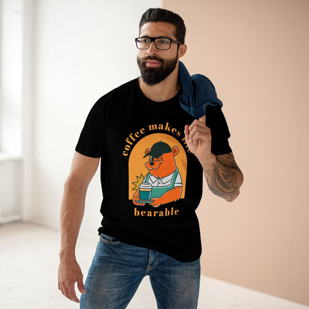 Coffee Makes Life Bearable - Men's Staple Tee Black Mens Premium T-Shirt Animal Coffee Printed in AU and US