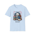 Skeleton, Drink Coffee, Avoid People, Read Books Unisex Softstyle T-shirt Light Blue Unisex Adult T-shirt Australian Printer Reading