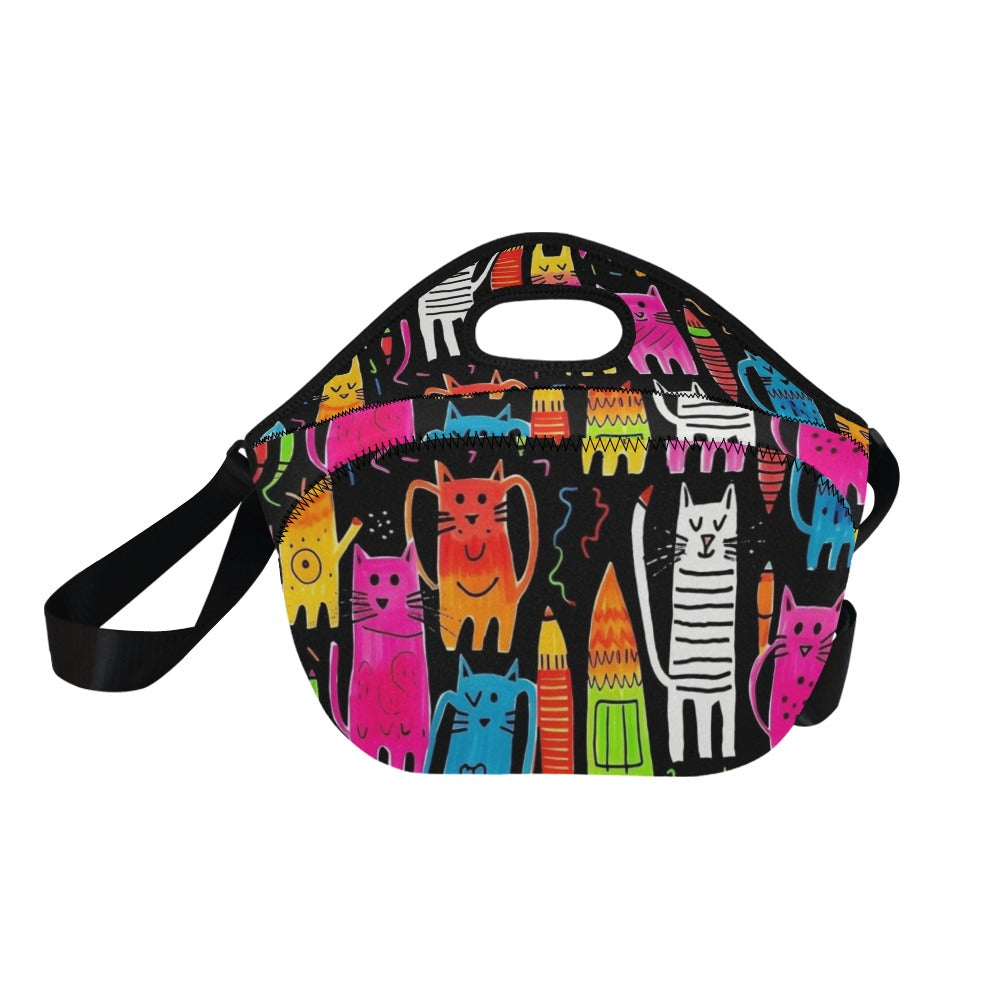 Colourful Cats - Neoprene Lunch Bag Neoprene Lunch Bag Printed Offshore