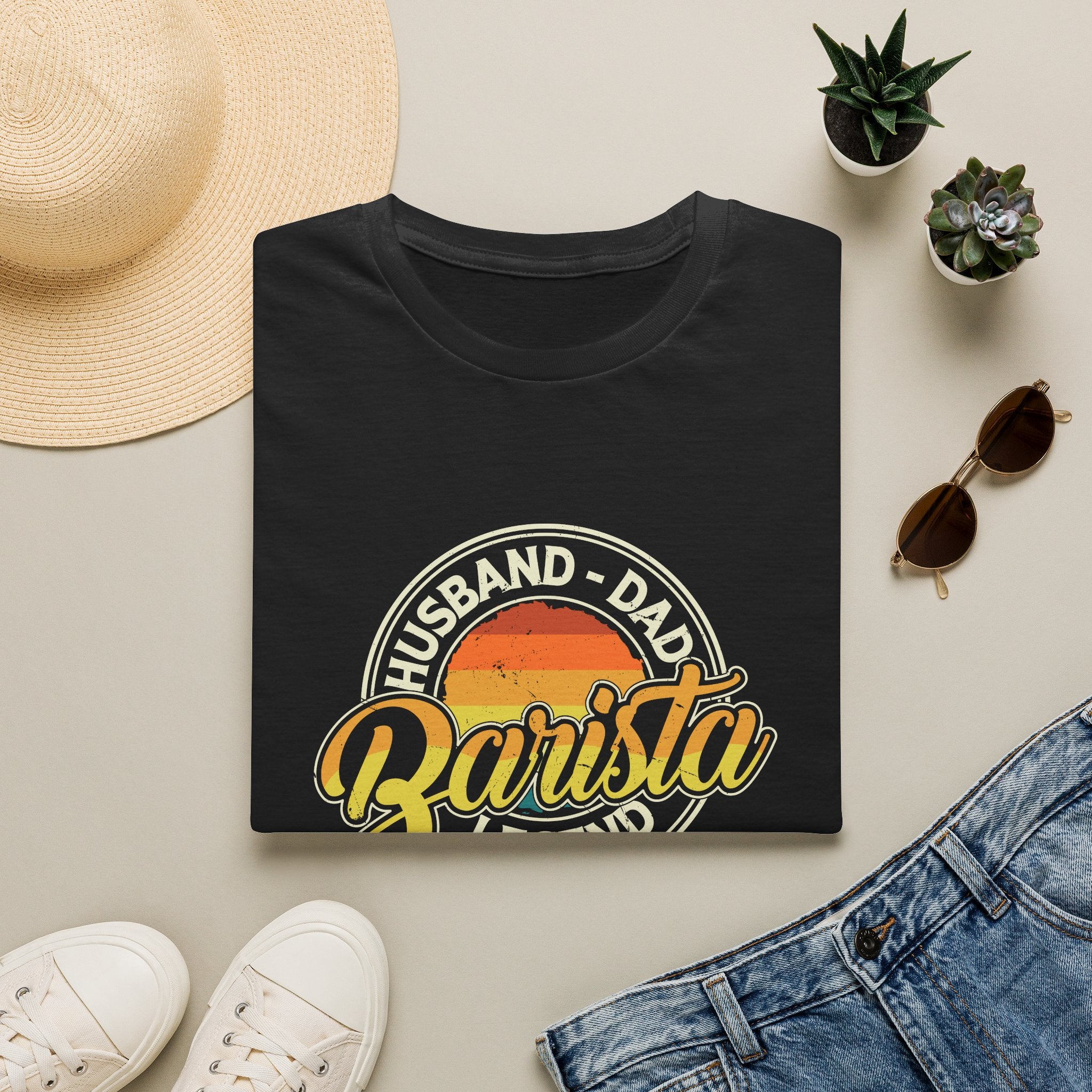 Husband Dad Barista Legend Unisex T-Shirt Unisex Adult T-shirt Coffee Dad Globally Fulfilled