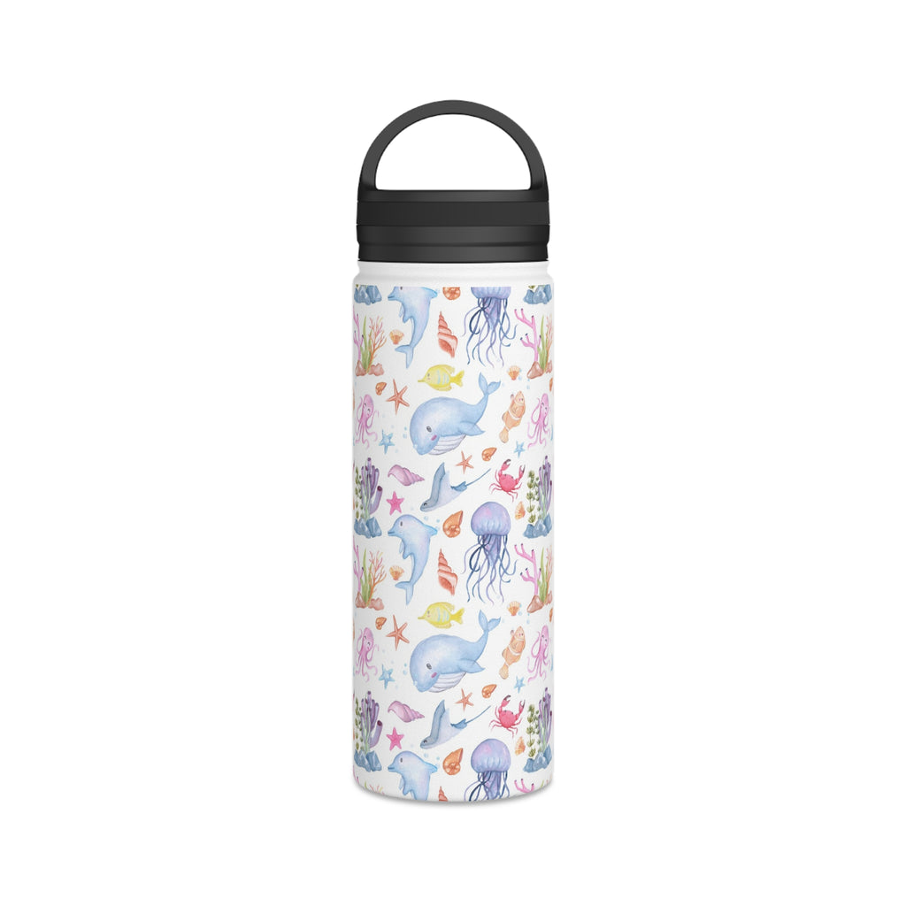 Under The Sea, Ocean Animals Stainless Steel Water Bottle, Handle Lid Stainless Steel Water Bottle With Handle Lid Globally Fulfilled Ocean