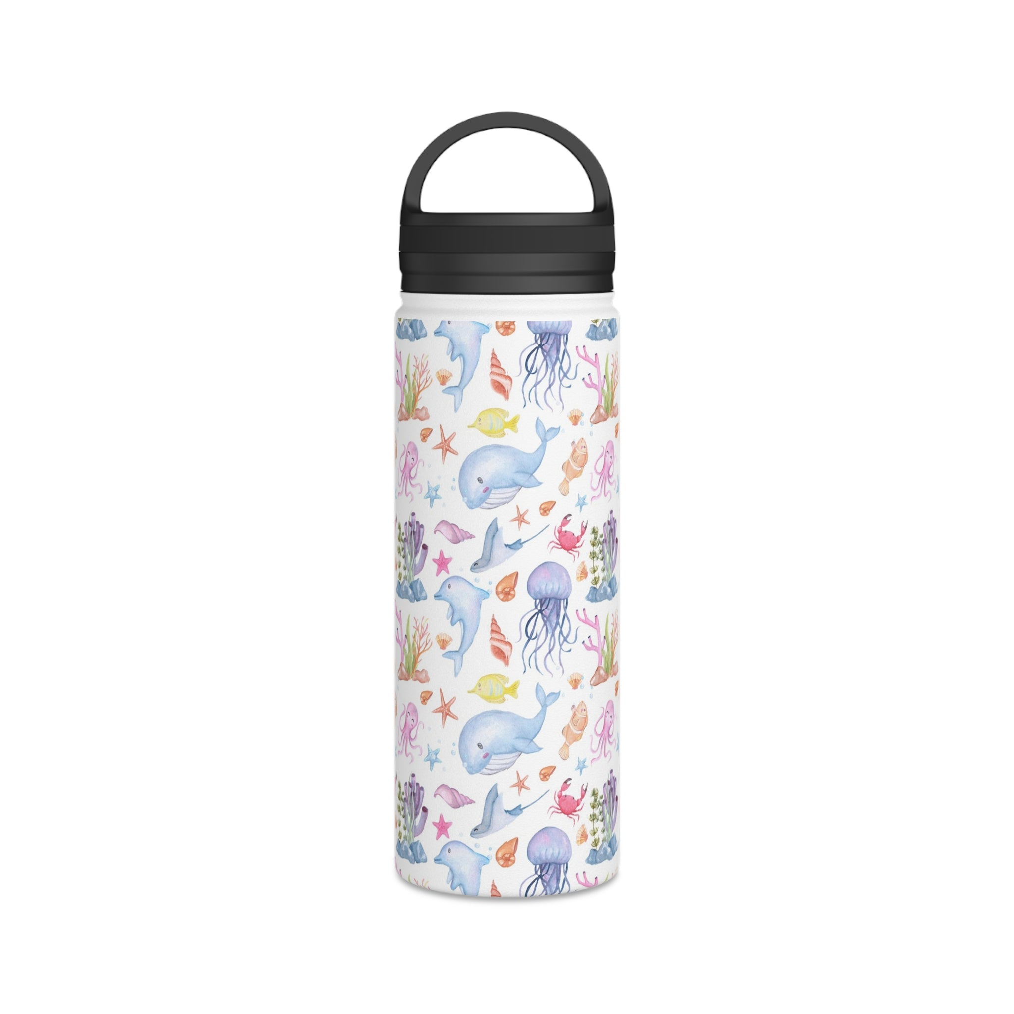 Under The Sea, Ocean Animals Stainless Steel Water Bottle, Handle Lid Stainless Steel Water Bottle With Handle Lid Globally Fulfilled Ocean