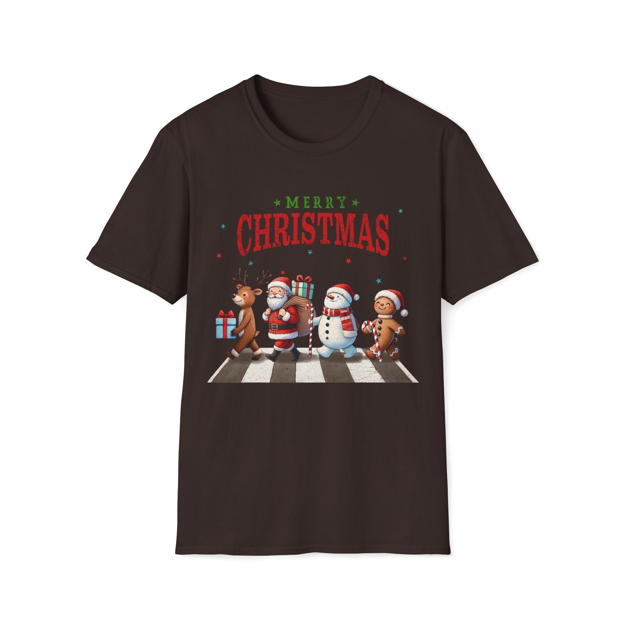Fab Four Of Christmas Crossing The Road - Unisex Softstyle T-Shirt