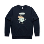 Coffee Time - AS Colour Stencil Crew Navy Sweatshirt Coffee Printed In Australia