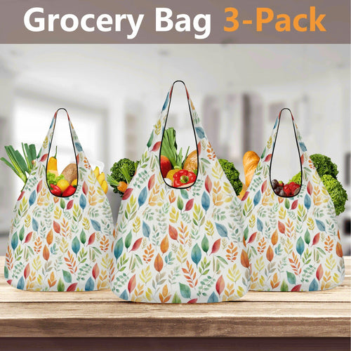 Autumn Leaves 3 Pack of Foldable Shopping Bags 3-Pack Shopping Bags Plants Printed Offshore
