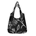 Black And White Floral 3 Pack of Foldable Shopping Bags Default Title 3-Pack Shopping Bags Plants Printed Offshore
