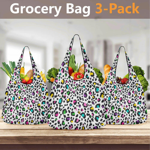 Animal Print In Colour 3 Pack of Foldable Shopping Bags 3-Pack Shopping Bags animal Printed Offshore