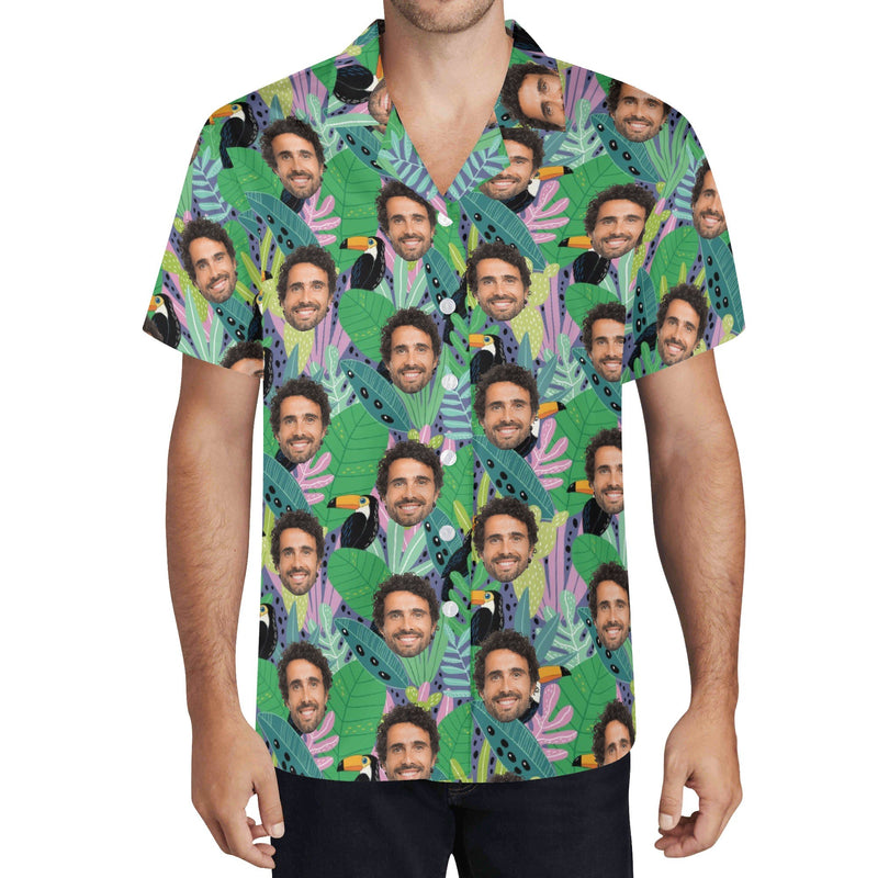 Personalised - Add Your Face, Toucan Jungle - Mens Casual Hawaiian Shirt