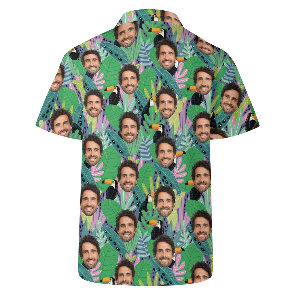 Personalised Add Your Face, Toucan Jungle Mens Casual Hawaiian Shirt Personalised Hawaiian Shirt Printed Offshore