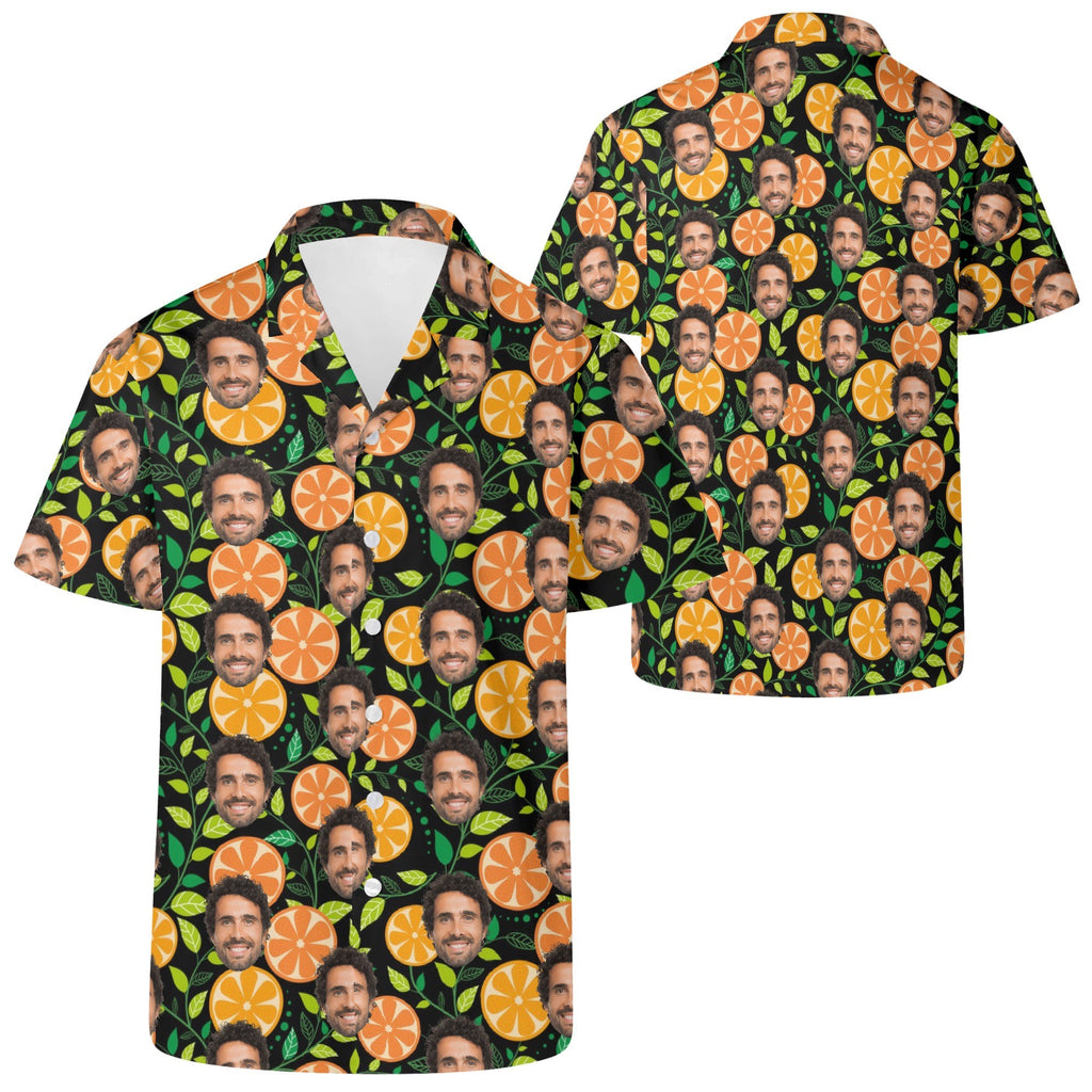 Personalised Add Your Face, Orange Slices Mens Casual Hawaiian Shirt Personalised Hawaiian Shirt Printed Offshore