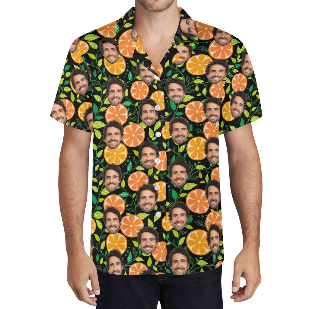 Personalised Add Your Face, Orange Slices Mens Casual Hawaiian Shirt Personalised Hawaiian Shirt Printed Offshore